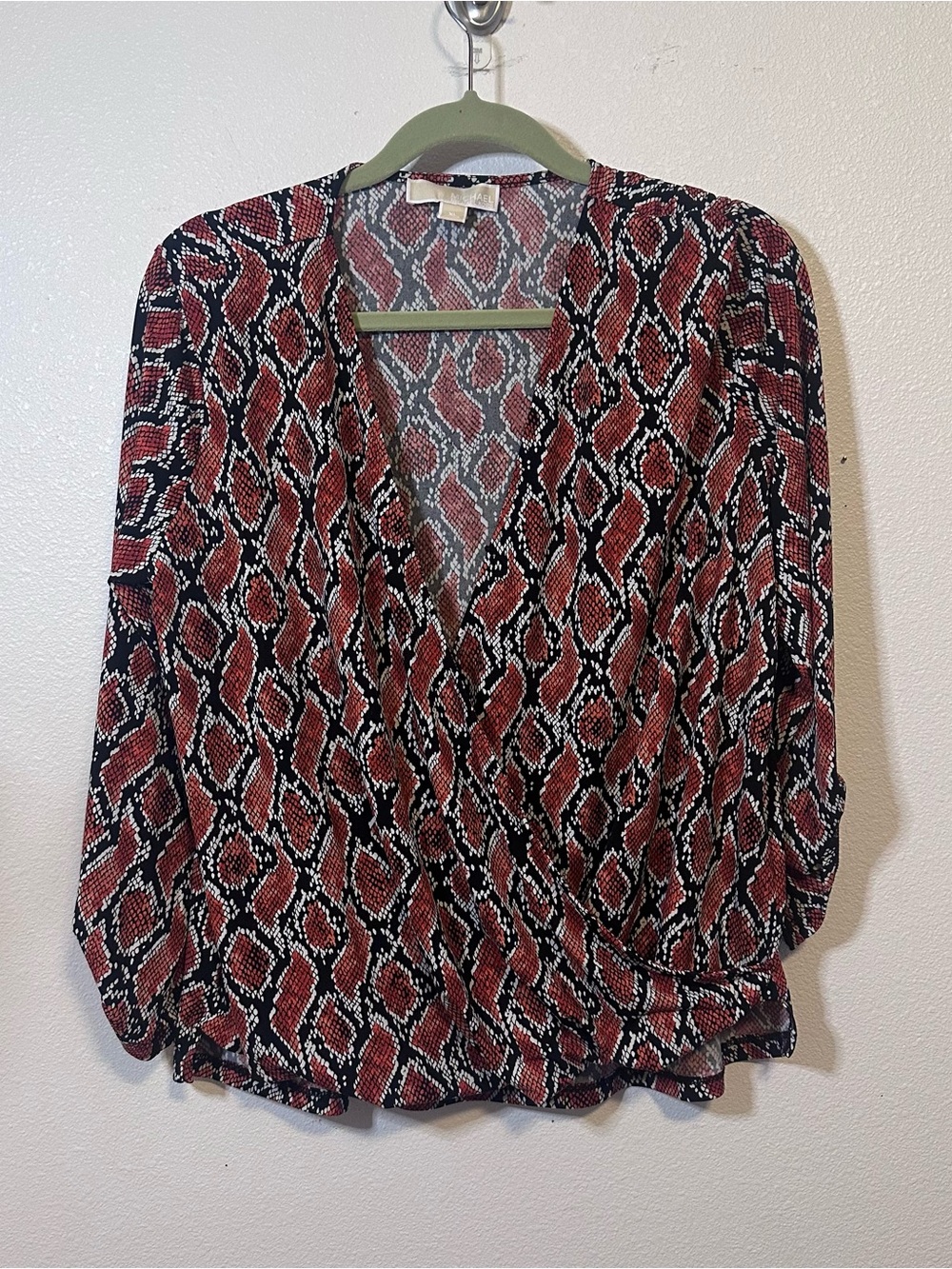 Michael Kors Snakeskin Print Wrap Blouse Size XL